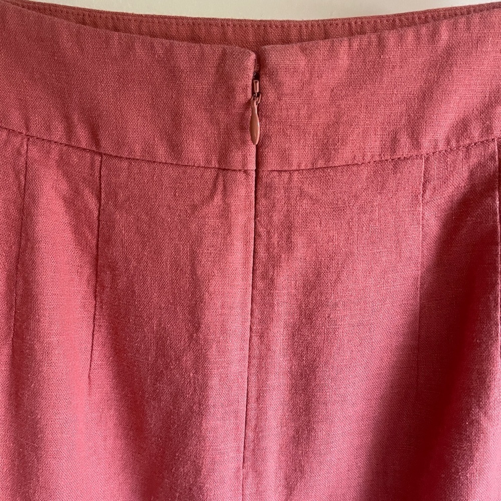 LOFT Linen Blend Sailor Button Skirt | Coral | Size 0 - Picture 4 of 7